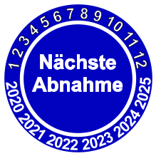 1 2 3 4 5 6 7 8 9 10 11 12  2020 2021 2022 2023 2024 2025 Nächste Abnahme